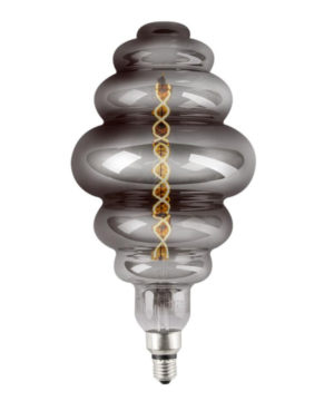 Umelecká žiarovka BUBBLE, dymová – 8W, E27, 350lm, Stmievateľná, Teplá biela
