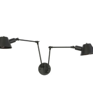 Historické nástenné svietidlo Tweens s dvomi nastaviteľnými ramenami v čiernej farbe