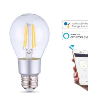 WIFI SMART LED Žiarovka, 6W, 700Lm, E27, Teplá biela, kompatibilná s AMAZON ALEXA + GOOGLE HOME