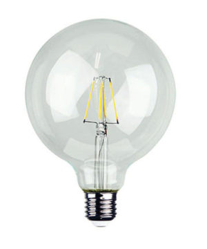 Priehľadná LED žiarovka - G125, 4W, E27, 400lm, Teplá biela | Daylight Italia