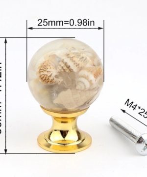 Úchytka na dvierka v tvare gule s mušličkami v živici, 25 mm