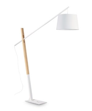 Podlahová lampa s dreveným stojanom EMINENT PT1 BIANCO | Ideal Lux
