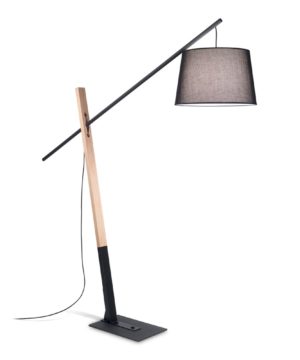 Podlahová lampa s dreveným stojanom EMINENT PT1 NERO | Ideal Lux