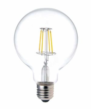 Priehľadná LED žiarovka - G95, 4W, E27, 470lm, Teplá biela | Daylight Italia