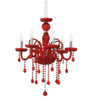 Luxusný sklenený závesný luster GIUDECCA SP6 v červenej farbe | Ideal Lux