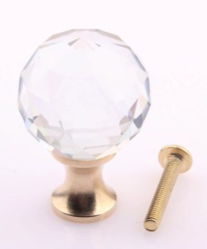 Úchytka na dvierka v tvare DIAMOND SPHERE, zlatá, 30mm