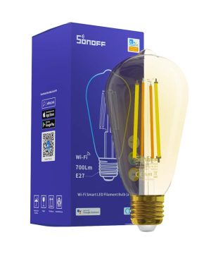 WIFI SMART LED Žiarovka SONOFF, 7W, E27, ST64, kompatibilná s AMAZON ALEXA + GOOGLE